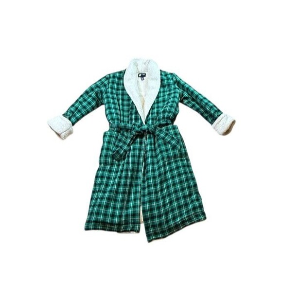 Lands' End Other - Lands' End Womens Size XS Scotch Plaid Flannel Sherpa Lined Robe Cozy Warm Belt
